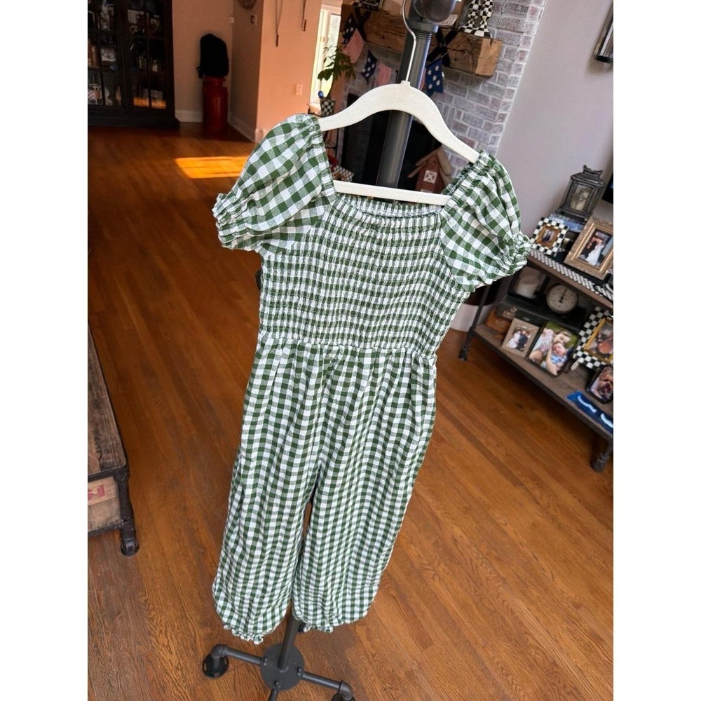 Sweethoney size 9 plaid green gingham green romper
